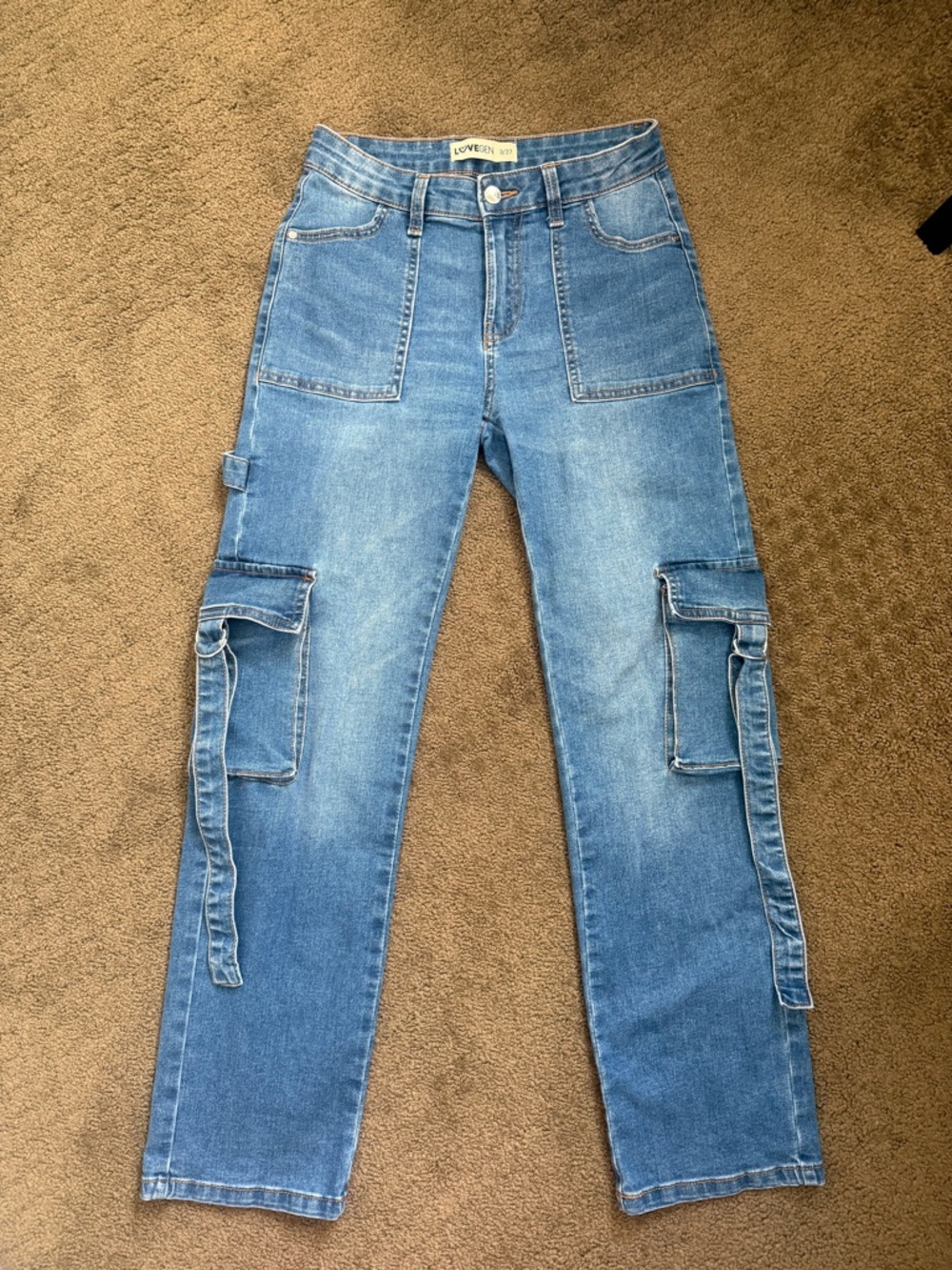LoveGen Blue Cargo Utility Jeans Pants excellent condition  Size 3 / 27